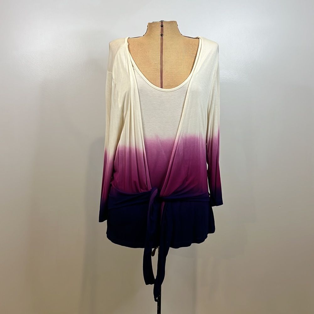 Soft Surroundings Ombre Open Front Cardigan Lounge Top - Size Large